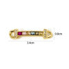 Picture of 1 Piece Eco-friendly Brass Connectors Charms Pendants 18K Real Gold Plated Strip Micro Pave Multicolour Cubic Zirconia 3.4cm x 0.8cm