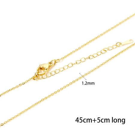 Picture of 2 PCs Eco-friendly Brass Link Cable Chain Necklace 18K Real Gold Plated With Lobster Claw Clasp And Extender Chain 45cm(17.7") long, Chain Size: 1.2mm