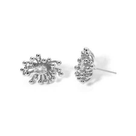 Immagine di 1 Paio Ecologico Elegante Squisito Vero Platino Placcato Ottone + Zircone Cubico Fiore Orecchini a Perno Per Donne 19mm x 14mm, Posta / Filo Dimensione: (21 misura)