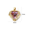 Imagen de 2 Unidades Latón & Vidrio día de San Valentín Colgantes Charms Chapado en Oro de 18K AB Color Corazón Claro Circón Artificial 21mm x 16mm