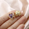 Imagen de 2 Unidades Latón & Vidrio día de San Valentín Colgantes Charms Chapado en Oro de 18K AB Color Corazón Claro Circón Artificial 21mm x 16mm