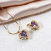 Imagen de 2 Unidades Latón & Vidrio día de San Valentín Colgantes Charms Chapado en Oro de 18K AB Color Corazón Claro Circón Artificial 21mm x 16mm