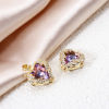 Imagen de 2 Unidades Latón & Vidrio día de San Valentín Colgantes Charms Chapado en Oro de 18K AB Color Corazón Claro Circón Artificial 21mm x 16mm