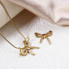 Picture of 2 PCs Eco-friendly 304 Stainless Steel Clothes Connectors Charms Pendants 18K Gold Plated Bowknot Hollow 19mm x 18mm