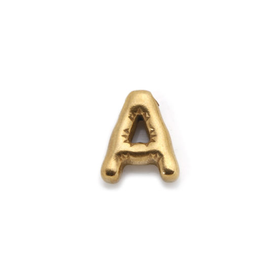 Imagen de 2 Unidades Enchapado al Vacío Ecológico 304 Acero Inoxidable Colgantes 18K Oro Real Chapado Letra Mayúscula Mensaje " A " 18mm x 14mm