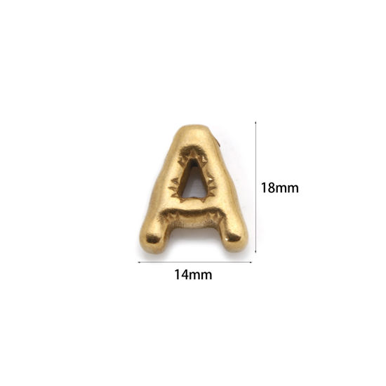 Imagen de 2 Unidades Enchapado al Vacío Ecológico 304 Acero Inoxidable Colgantes 18K Oro Real Chapado Letra Mayúscula Mensaje " A " 18mm x 14mm