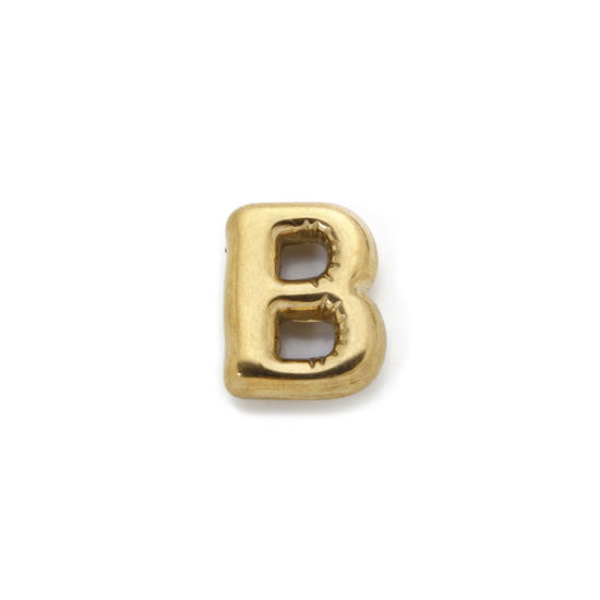 Imagen de 2 Unidades Enchapado al Vacío Ecológico 304 Acero Inoxidable Colgantes 18K Oro Real Chapado Letra Mayúscula Mensaje " B " 18mm x 14mm