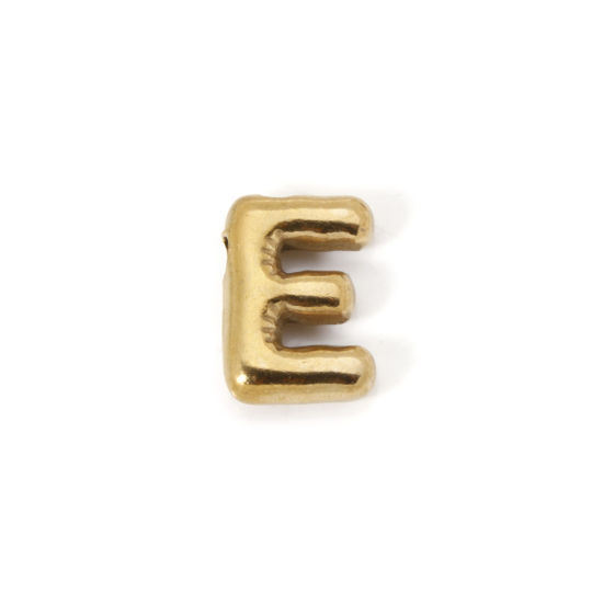 Imagen de 2 Unidades Enchapado al Vacío Ecológico 304 Acero Inoxidable Colgantes 18K Oro Real Chapado Letra Mayúscula Mensaje " E " 18mm x 13mm