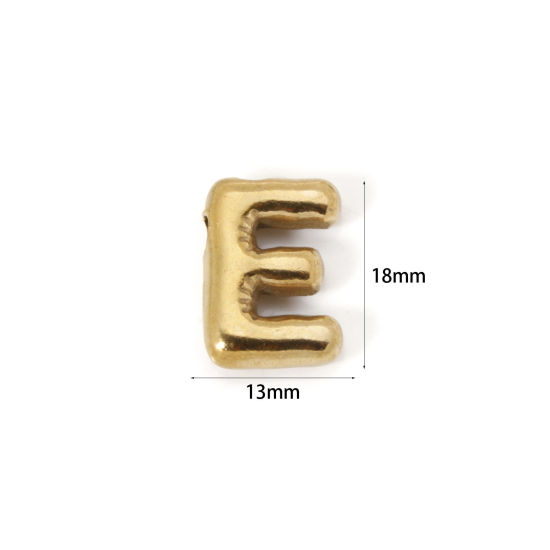 Imagen de 2 Unidades Enchapado al Vacío Ecológico 304 Acero Inoxidable Colgantes 18K Oro Real Chapado Letra Mayúscula Mensaje " E " 18mm x 13mm