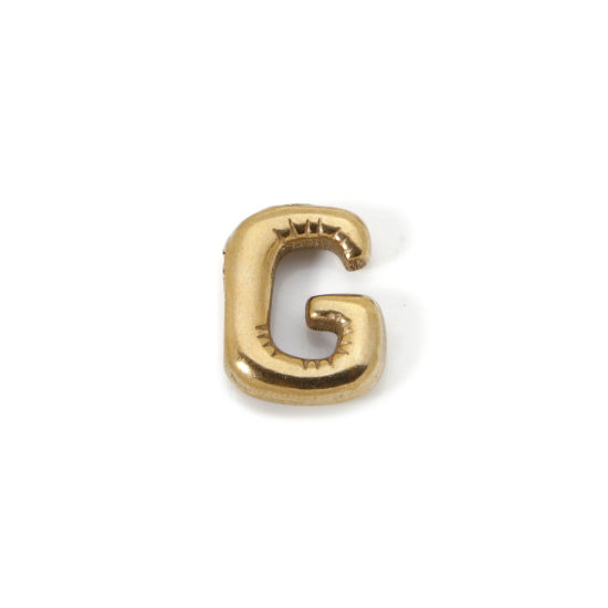 Imagen de 2 Unidades Enchapado al Vacío Ecológico 304 Acero Inoxidable Colgantes 18K Oro Real Chapado Letra Mayúscula Mensaje " G " 18mm x 14mm