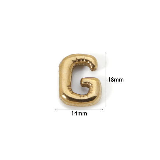 Imagen de 2 Unidades Enchapado al Vacío Ecológico 304 Acero Inoxidable Colgantes 18K Oro Real Chapado Letra Mayúscula Mensaje " G " 18mm x 14mm