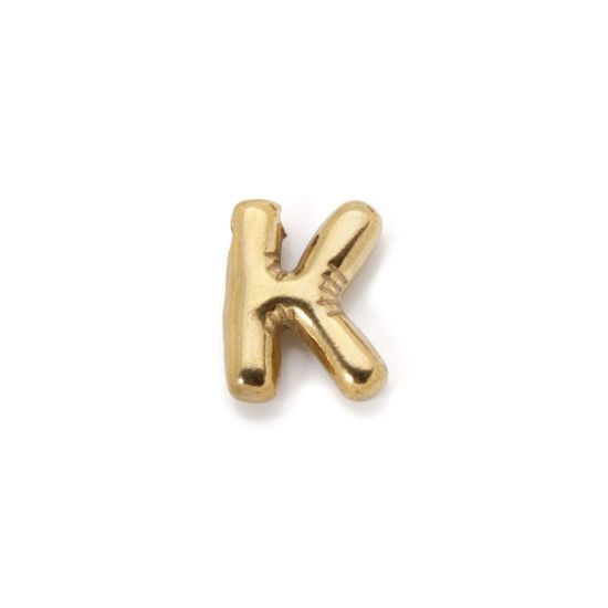 Imagen de 2 Unidades Enchapado al Vacío Ecológico 304 Acero Inoxidable Colgantes 18K Oro Real Chapado Letra Mayúscula Mensaje " K " 18mm x 14mm