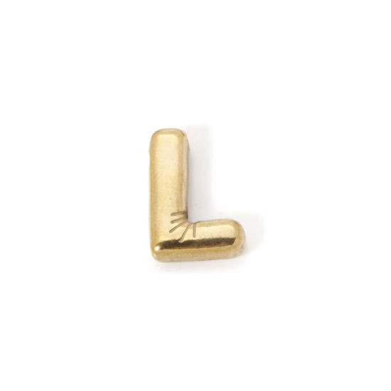 Imagen de 2 Unidades Enchapado al Vacío Ecológico 304 Acero Inoxidable Colgantes 18K Oro Real Chapado Letra Mayúscula Mensaje " L " 18mm x 12.5mm