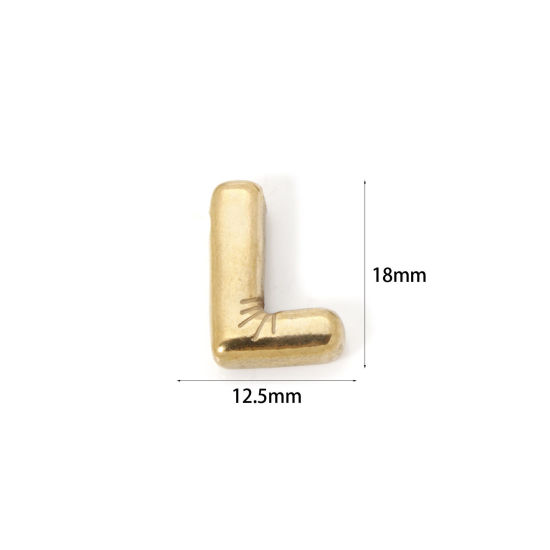 Imagen de 2 Unidades Enchapado al Vacío Ecológico 304 Acero Inoxidable Colgantes 18K Oro Real Chapado Letra Mayúscula Mensaje " L " 18mm x 12.5mm