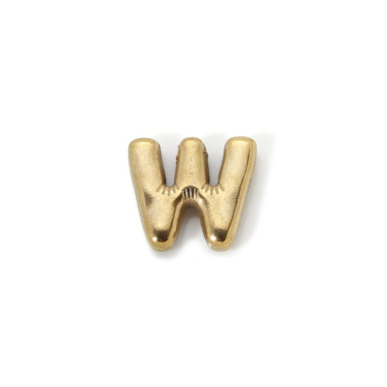 Imagen de 2 Unidades Enchapado al Vacío Ecológico 304 Acero Inoxidable Colgantes 18K Oro Real Chapado Letra Mayúscula Mensaje " W " 20mm x 18mm