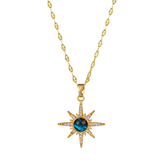 Image de 1 Pièce Collier à Pendentif Chaîne Maille Lèvres Galaxie en Laiton & Verre Respectueux de la Nature Plaqué Or Véritable 18K Etoile Pour Femmes 45cm + 5cm long