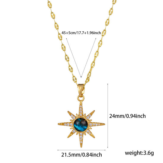 Image de 1 Pièce Collier à Pendentif Chaîne Maille Lèvres Galaxie en Laiton & Verre Respectueux de la Nature Plaqué Or Véritable 18K Etoile Pour Femmes 45cm + 5cm long