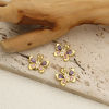 Picture of 1 Piece Eco-friendly Brass Insect Charms 18K Real Gold Plated Butterfly Animal Pink & Purple Cubic Zirconia 19mm x 16mm