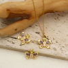 Picture of 1 Piece Eco-friendly Brass Insect Charms 18K Real Gold Plated Butterfly Animal Pink & Purple Cubic Zirconia 19mm x 16mm