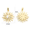Picture of 1 Piece Brass Galaxy Pendants 18K Gold Plated White Sun Enamel Clear Cubic Zirconia 3cm x 2.3cm