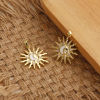 Picture of 1 Piece Brass Galaxy Pendants 18K Gold Plated White Sun Enamel Clear Cubic Zirconia 3cm x 2.3cm