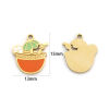 Picture of 1 Piece Eco-friendly PVD Vacuum Plating 304 Stainless Steel Charms 18K Gold Plated Multicolor Lemon Beverages Enamel 15mm x 13mm