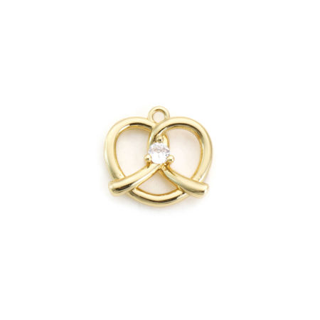 1 Piece Brass Valentine's Day Charms 18K Gold Plated Heart Hollow Clear Cubic Zirconia 15mm x 14mm