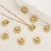 Picture of 1 Piece Brass Valentine's Day Charms 18K Gold Plated Heart Hollow Clear Cubic Zirconia 15mm x 14mm