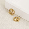Picture of 1 Piece Brass Valentine's Day Charms 18K Gold Plated Heart Hollow Clear Cubic Zirconia 15mm x 14mm