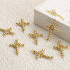 Picture of 1 Piece Brass Religious Charms 18K Gold Plated Cross Hollow Clear Cubic Zirconia 29mm x 19mm
