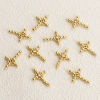 Picture of 1 Piece Brass Religious Charms 18K Gold Plated Cross Hollow Clear Cubic Zirconia 29mm x 19mm