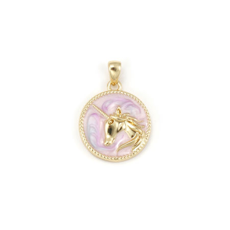 Picture of Eco-friendly Brass Charms 18K Real Gold Plated Round Disc Moon