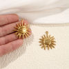 Picture of 2 PCs Eco-friendly PVD Vacuum Plating 304 Stainless Steel Galaxy Pendants 18K Gold Plated Sun Face 3.1cm x 2.7cm