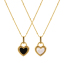 Immagine di 1 Pz Ecologico Elegante San Valentino Placcato Oro 18K Nero & Bianco Conchiglie Naturali & Ottone Catena del Barbazzale Cuore Doppia Faccia Collana con Ciondolo Per Donne Regalo 45cm + 5cm Lunghezza