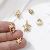 Picture of 1 Set ( 6 PCs/Set) Brass Ocean Jewelry Charms 18K Gold Plated Shell Mixed 3D