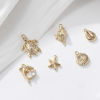 Picture of 1 Set ( 6 PCs/Set) Brass Ocean Jewelry Charms 18K Gold Plated Shell Mixed 3D