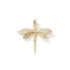 Picture of 2 PCs Brass Insect Charm Pendant 18K Gold Plated Dragonfly Animal Micro Pave Clear Cubic Zirconia 29mm x 29mm