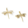 Picture of 2 PCs Brass Insect Charm Pendant 18K Gold Plated Dragonfly Animal Micro Pave Clear Cubic Zirconia 29mm x 29mm