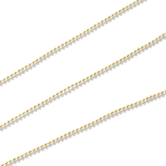 Bild von 2 Strange Umweltfreundlich Messing Kugelkette Kette Halskette 18K Echtgold plattiert Mit Karabiner Verschluss und Verlängerungskette Extender 45cm + 5cm lang, Kettengröße: 1.2mm