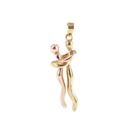 1 セット 真鍮 バレンタイン・デー ペンダント 18Kゴールドメッキ ローズゴールド 恋人 取り外し可能 3.6cm x 1cm、 の画像