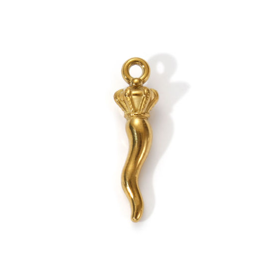 Immagine di 2 PCs Eco-friendly PVD Vacuum Plating 304 Stainless Steel Pendants 18K Real Gold Plated Crown 3D 30mm x 8mm