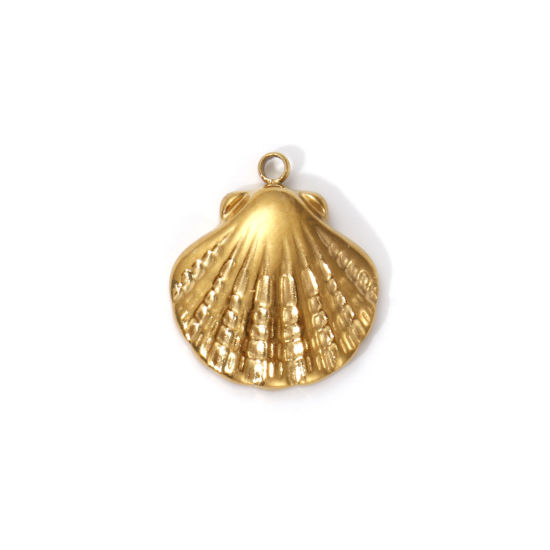 Imagen de 2 PCs Eco-friendly PVD Vacuum Plating 304 Stainless Steel Charms 18K Real Gold Plated Shell 18mm x 15mm