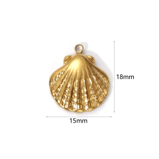 Imagen de 2 PCs Eco-friendly PVD Vacuum Plating 304 Stainless Steel Charms 18K Real Gold Plated Shell 18mm x 15mm