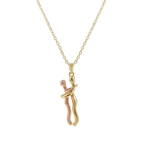Bild von 1 Strang Umweltfreundlich Stilvoll Valentinstag 18K Echtgold plattiert Rose gold Messing Kreuz Gliederketten Liebespaar 3D Anhänger Halskette Unisex Geschenk 46cm + 6cm lang