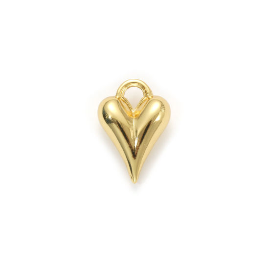 Image de 1 Piece Eco-friendly Brass Valentine's Day Charms 18K Real Gold Plated Heart 3D 18mm x 12mm