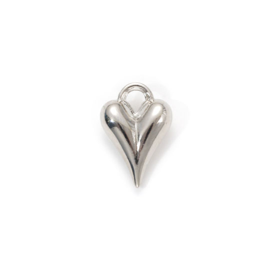 Image de 1 Piece Eco-friendly Brass Valentine's Day Charms Real Platinum Plated Heart 3D 18mm x 12mm