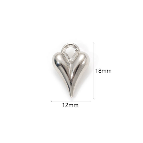 Image de 1 Piece Eco-friendly Brass Valentine's Day Charms Real Platinum Plated Heart 3D 18mm x 12mm