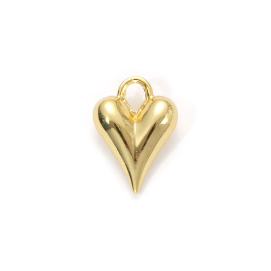 Image de 1 Piece Eco-friendly Brass Valentine's Day Charms 18K Real Gold Plated Heart 3D 21mm x 15mm