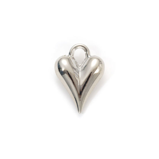 Image de 1 Piece Eco-friendly Brass Valentine's Day Charms Real Platinum Plated Heart 3D 21mm x 15mm