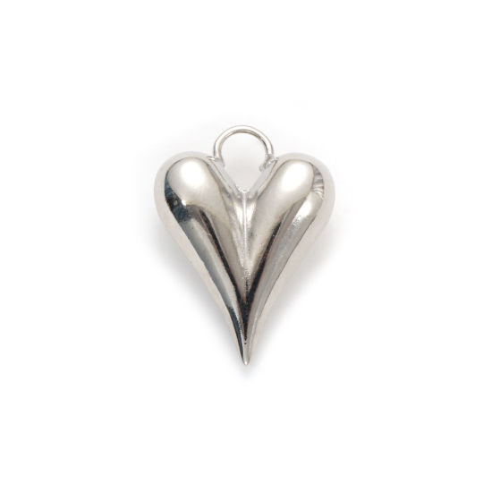 Image de 1 Piece Eco-friendly Brass Valentine's Day Charms Real Platinum Plated Heart 3D 28mm x 20mm